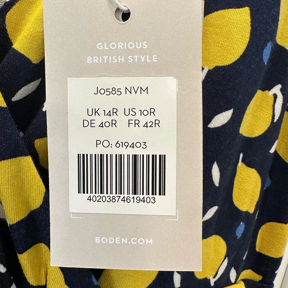 Boden Effie Jersey Dress Navy Lemon Size 10 NWT - Picture 4 of 5